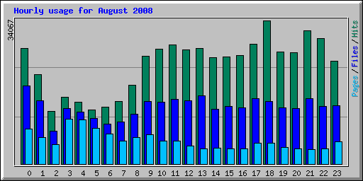 Hourly usage for August 2008